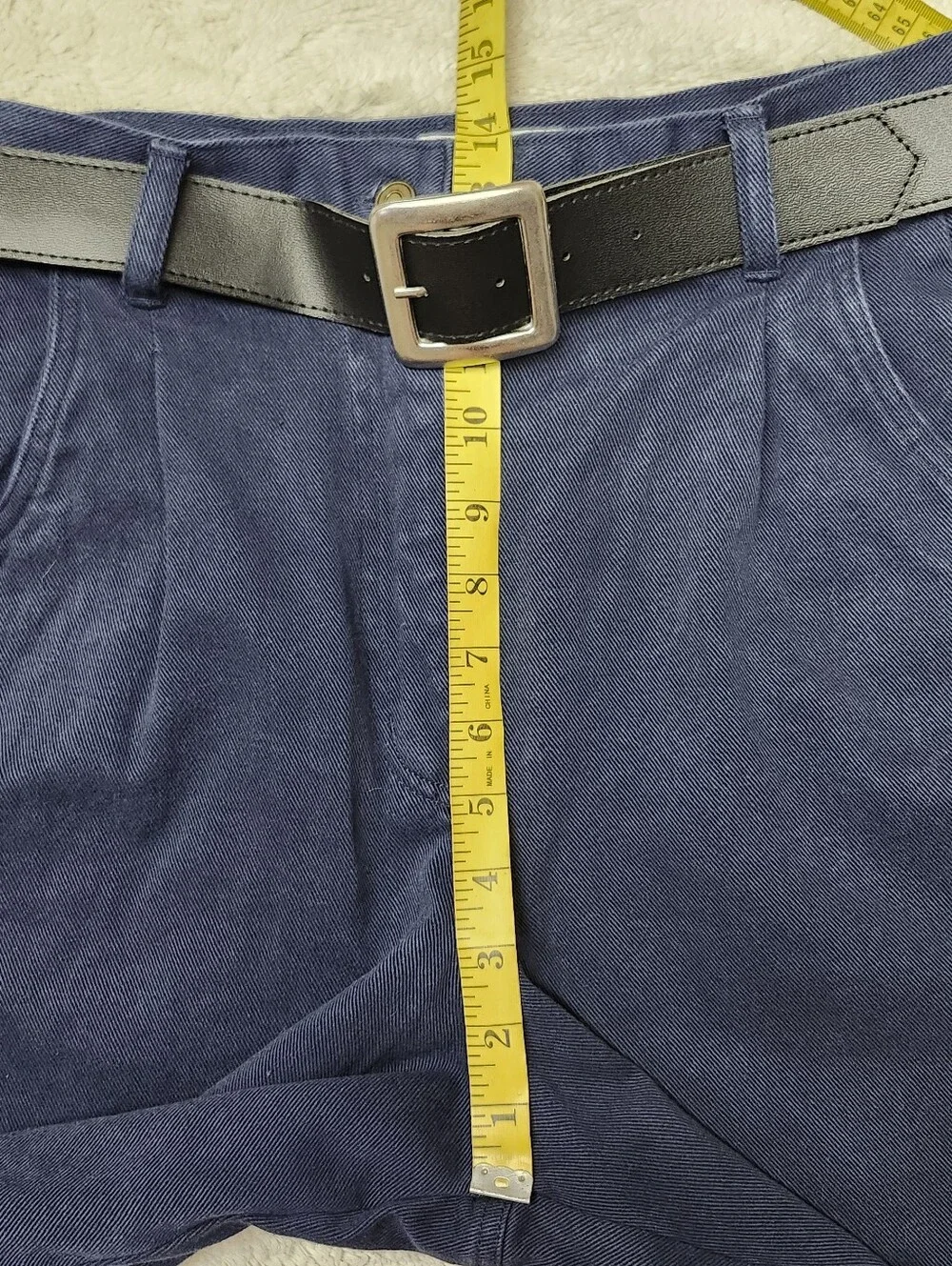 • NWT Milano Sport Women's Vintage High Rise Shorts With Belt 14 Blue Pockets